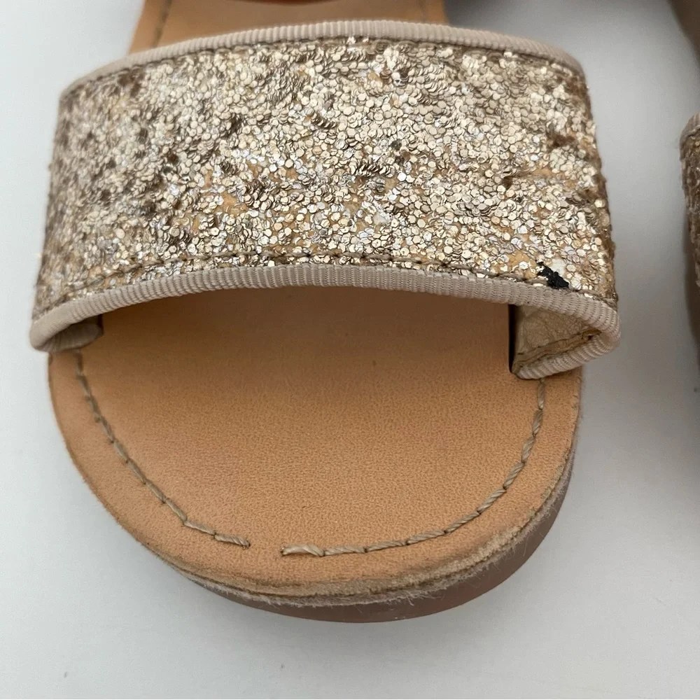 Carters Girls Gold Glitter Blondy-CR Sandals Size 12 Hook And Loop‎ Straps